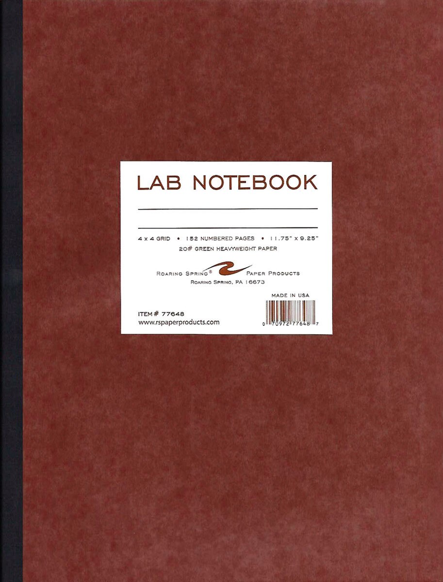 lab notebook red 152 numbered green heavyweight pages